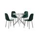 JUEGO DE COMEDOR SPORT DE 4 SILLAS VERDES Y MESA DE CRISTAL 